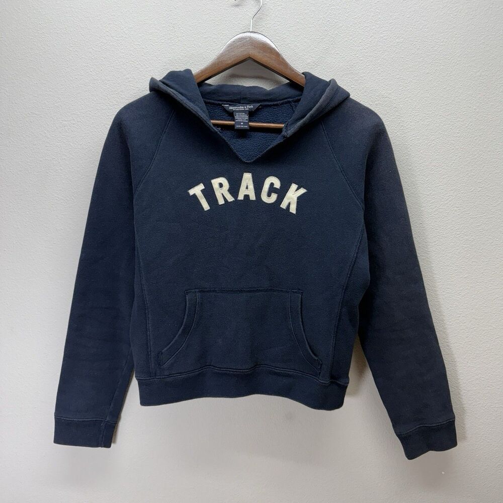 Vintage Y2K Abercrombie & Fitch Track Navy Hoodie Womens Medium Preppy College